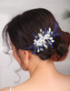 Teyglen Bridal Wedding Flower Rhinestone Hair Clip Hairpin Floral Silver Crystal Leaf Hair Barrette Handmade Wedding Hai