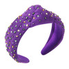 HSWE Mardi Gras Headbands Purple Green Yellow Sprinkle Knotted Headband Birthday Hairbands Statement Velvet Wide Turban