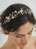 SWEETV Bridal Headband Wedding Headpiece for Bride Hair Accessories for Wedding Hair Pieces Crystal Pearl Hair Vine Gold
