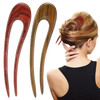 2PCS Wooden Hair Sticks French Twist Hair Pin Handmade Ebony Sandalwood Hair Forks Hair Sticks for Buns Vintage Chinese
