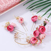 Lurrose 4pcs Clip Decorations for Pins Hairpin Rhinestone Floral Headwear Pink Crystal Shaped Fabric Hair Gold Clips Acc
