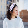 Mokkia Knotted Headband Evil Eye Beaded Rhinestone Crystal Sparkly Bejeweled Embellished Top Knot Summer Fashion Hair Ac