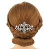 EVER FAITH Bridal SilverTone Simulated Pearl Flower Austrian Crystal Hair Comb Headpiece