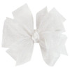 Wee Ones Girls Organza Double Hair Bow on a WeeStay Clip with Satin Knot Center Tiny White