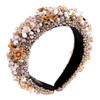 GLBCC Crystal Padded Headband for Women Handmade Pink Acrylic Beaded Headband Boho Small Flower Embellished Hair Band Bl