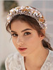 GLBCC Crystal Padded Headband for Women Handmade Pink Acrylic Beaded Headband Boho Small Flower Embellished Hair Band Bl