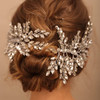 BERYUAN Rhinestone Wedding Hair Accessory Crystal Wide Headband for Bride Silver