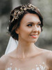 SWEETV Rose Gold Wedding Headband for Bride Floral Bridal Headband Rhinestone Headpiece Wedding Hair Accessories