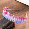 AWAYTR Raw Crystal Quartz Crown Rhinestone Tiara Mermaid Headband for Woman Weeding and Parties Rose redBlue
