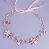 Oriamour Bridal Crystal Headband with Freshwater Pearls Flower Design Wedding Hair Accessories Rose Gold