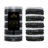 L Erickson Black and Silver Hair Ties for Thick Hair Grab Go Pony Tube 15 Pack Black Metallic Pack Thick NoCrease Bands