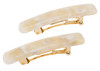 France Luxe Mini Rectangle Barrette Pair Pavlova White