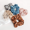 Gimme Beauty Hair Scrunchies Variety Pack Denim Corduroy Faux Leather Blush and Velvet Scrunchies Gentle All Day Hold Ha