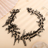 Teyglen Bride Wedding Crystal Hair Vine Bridal Blue Crystal Beads Long Headband Luxurious Hair Accessories for Bride Pea