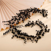 Teyglen Bride Wedding Crystal Hair Vine Bridal Blue Crystal Beads Long Headband Luxurious Hair Accessories for Bride Pea