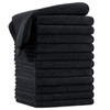 POLYTE Professional Quick Dry Lint Free Microfiber Hair Drying Salon Towel 16 x 29 in 12 Pack Black