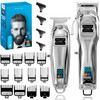 Full Metal Cordless Hair Clippers and Trimmer Professional Set for Men Rechargeable Clippers for Hair Cutting Beard TBla