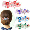 Green Flower Women Rhinestone Butterfly Hairpin Hair Clip Barrette Ponytail Holder Glitter Crystal Elegant Gifts Hair Cl