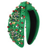 Xmas Tree 1 Green Womens Beaded Reindeer Snowflake Headband Jeweled Rhinestone Pearl Knotted Christmas Holiday Hair Acce