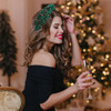 Xmas Tree 1 Green Womens Beaded Reindeer Snowflake Headband Jeweled Rhinestone Pearl Knotted Christmas Holiday Hair Acce