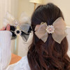 Wiwpar Hair Clip for Women with Gauze Bow and Rhinestones Ivory 590390in Fabric Alloy Rhinestones Hair Accessory for Wom
