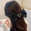 Wiwpar Satin Bow Hair Clips Soft Barrettes for Women Black