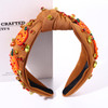 NVENF Thanksgiving Headband for Women Beaded Turkey Fall Headband Accessories Jeweled Pearl Rhinestone Knotted Hairband