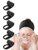 EUICAE Spa Headband 5Pack Black Sweat Head Towel Wraps Nonslip Stretchable Washable for Makeup Face Wash Facial Treatmen