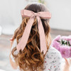 SALOCY Hair Bows Clip 2 PCS Satin Hair Ribbons for Women with Long Tassel Big Ribbon Bows for Hair Design PinkBeige