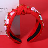 CEALXHENY Valentines Day Headband for Women XOXO Red Pink Beaded Heart Headbands with Rhinestone Crystal Knotted Jeweled