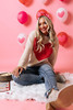 mokkia Valentines Day Heart Headbands for Women Valentines Day Accessories Jeweled Beaded Heart Knotted Headband Pink Re