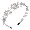 Christmas New Year Headband Mardi Gras Hairbands for Women Festive Holiday Parade Hair Hoop SnowflakeSilver AB Crystal