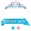 Didder Mermaid Themed Party Outfit Sash Crown and Decorations for Girls