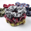 DINPREY Plaid Hair Scrunchies 7 PCS Mulberry Silk Elastic Hair Ties Large Hair Ties Strong Elastic Hair Bobbles for Pony