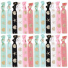 GORGECRAFT 24PCS Printed Glitter Hair Ties Knotted Elastics Ponytail Holders Ocean Theme No Crease Elastic Ribbon Band R