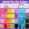 Auroray 32 Colors Small Hair Rubber Bands with 16 Styling Tools 2000 Pcs Elastic Girl Baby Hair Ties Mini Bands with Ela
