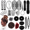 EjszaKod 73 pcs Hair Braiding Tool with Brown Hair Wig Bun Hair Styling Tools Accessories Hair Magic Bun Maker Hair Bun