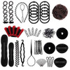 EjszaKod 73 pcs Hair Braiding Tool with Brown Hair Wig Bun Hair Styling Tools Accessories Hair Magic Bun Maker Hair Bun