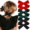 DEEKA Velvet Hair Accessories 4 Handmade Knot Bows for Toddlers 6 PCS Red Green and Black Christmas Bows for Little Kids