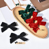 DEEKA Velvet Hair Accessories 4 Handmade Knot Bows for Toddlers 6 PCS Red Green and Black Christmas Bows for Little Kids
