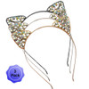 Cat Ears Headband Rhinestone Cat Hair Bands Crystal Halloween Hair Hoop Women Hairband Party Decoration Headdress Cospla