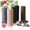 100 Pcs Thick Seamless Brown Hair Ties Ponytail Holders Hair Accessories No Damage for Thick Hair Valentines Day GiftNat