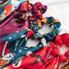 5 Pcs Halloween Scrunchies for Hair Halloween Hair Scarf Holiday Hair Scrunchies Silk Hair Scarfs with Ribbon Bow for Wo