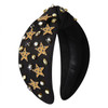 HZEYN New Years Eve Headband for Women 2025 Happy New Year Star Crystal Jeweled Knotted Holiday Accessories Gold StarsBl