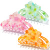 Miniluck Flower Hair Claw Clips 3PCS Big Clips for WomenGirls Cute Nonslip Medium Colorful Hawaiian Flower Clips with St