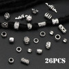 NAISKA 26PCS Silver Hair Beads Loc Jewelry Dreadlocks Accessories DIY Braids Rings Cuffs and Clips for Women and Men