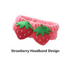 Jilukibo 2 Pack Cute Strawberry Wash Headband for Women Soft Elastic Makeup Washing Face Hair Band Soft Shower Facial He