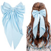 JOYOYO Hair Clip 1Pcs Silky Satin Large Hair Bow Ribbon Clips for Women and Girls Giant Long Bow Hair Clips Ponytail Hol