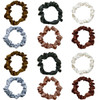 12 Pieces Silk Satin Scrunchies Skinny Hair Ties for Women Girls Ponytail Holder Small Elastic Soft Hair Ropes for Thin