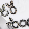 DINPREY Set of 5 Leopard Animal Print Hair Scrunchies Cheetah Scrunchies Elastic Hair Bands Leopard Hair Bow Ponytail Ho